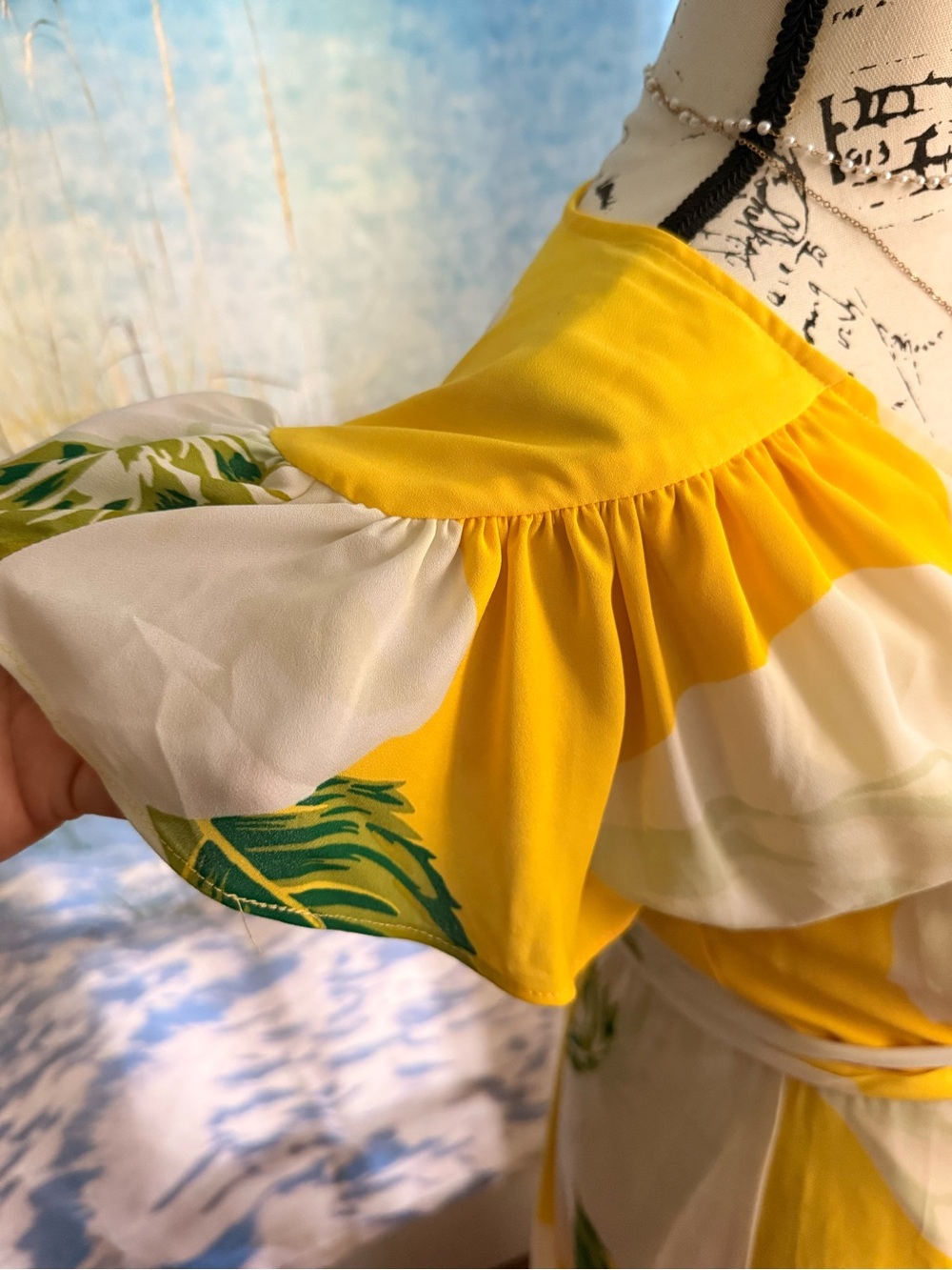 New York & Company Yellow & White Floral Wrap-Style Maxi Skirt - Picture 8 of 10